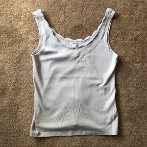 J. Crew Light Grey Scalloped Tank